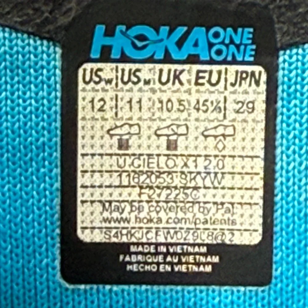 Hoka One One Cielo X1 2.0 Skyward Blue Running Shoes Men's Size‎ 11 1162053SKYW